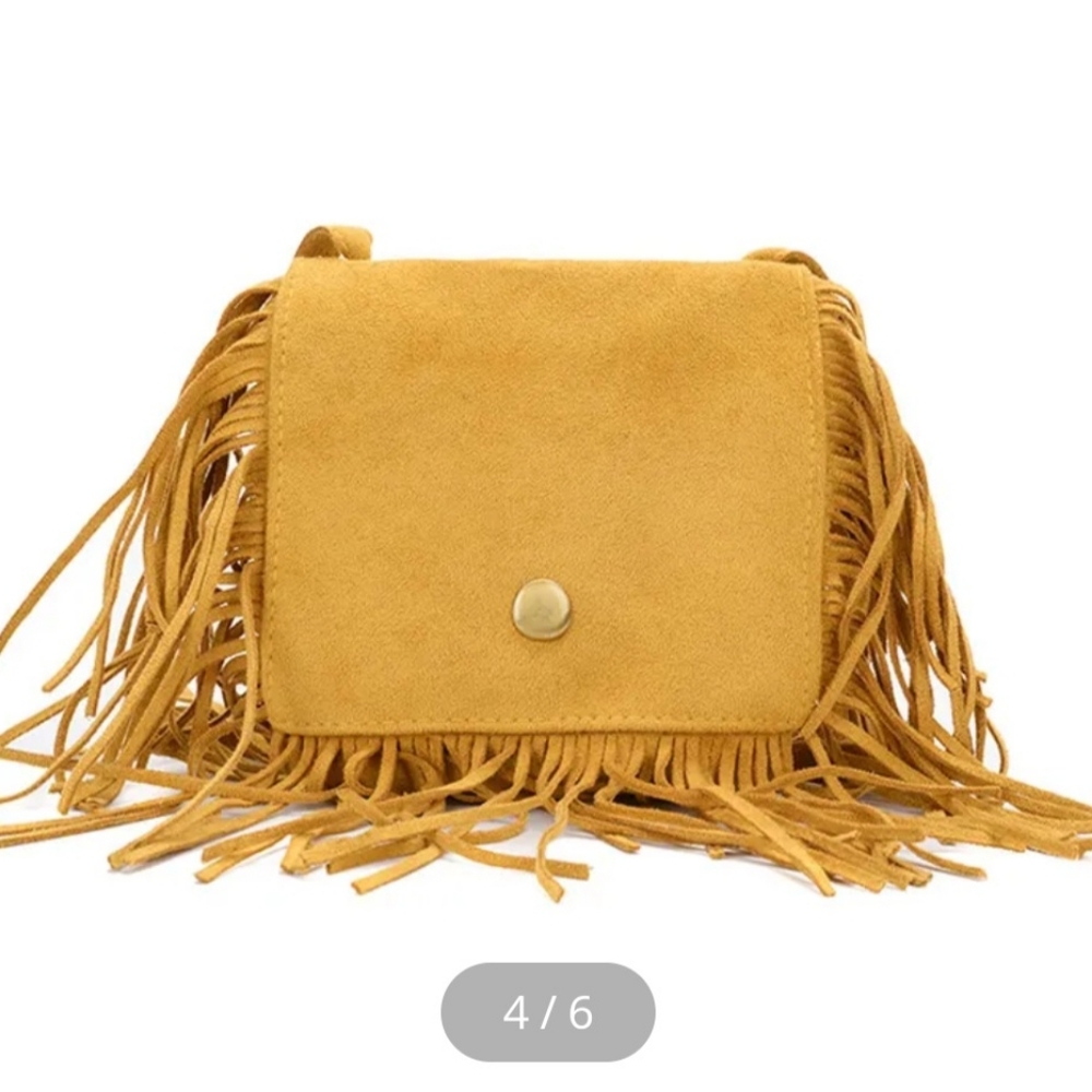 Girl's fringe purse (mustard)